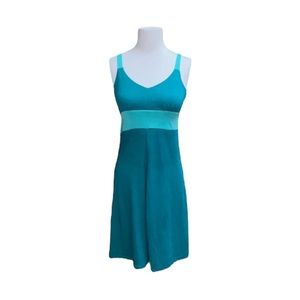 KUHL Aero Soft Mountain Culture Sleeveless Midi Dress Teal Blue Green Small